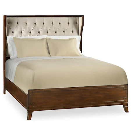 Queen Upholstered Shelter Bed with Diamond Tufting